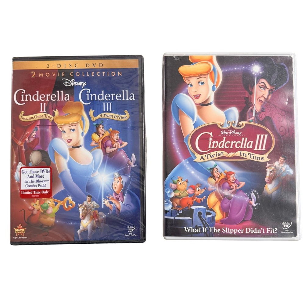 Disney Cinderella II Dreams Come True‎ Cinderella III Twist in Time DVD Set